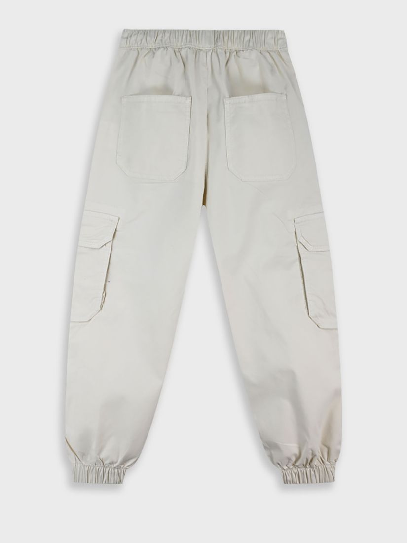Παντελόνι parachute μονόχρωμο με τσέπες μπεζ