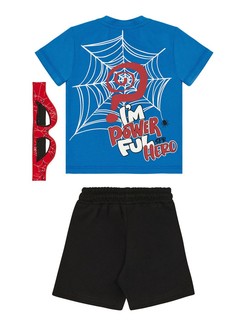 Σετ Spiderman με φως στην μπλούζα και μάσκα μπλε ρουά