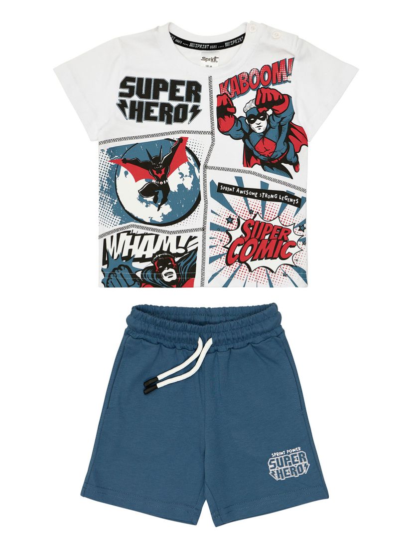 Σετ με print super heroes comix μπλε