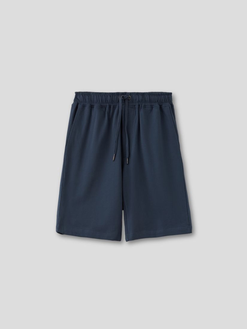 Βερμούδα βαμβακερή με λάστιχο και τσέπη μπλε