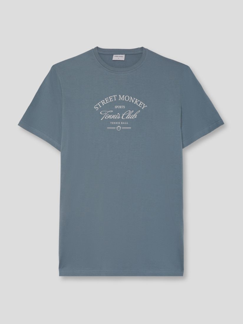 Μπλούζα κοντομάνικη με print street monkey tennis club μπλε ραφ