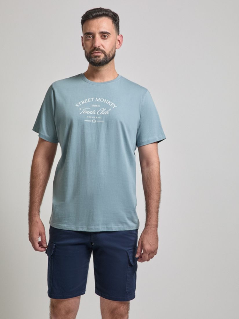 Μπλούζα κοντομάνικη με print street monkey tennis club μπλε ραφ