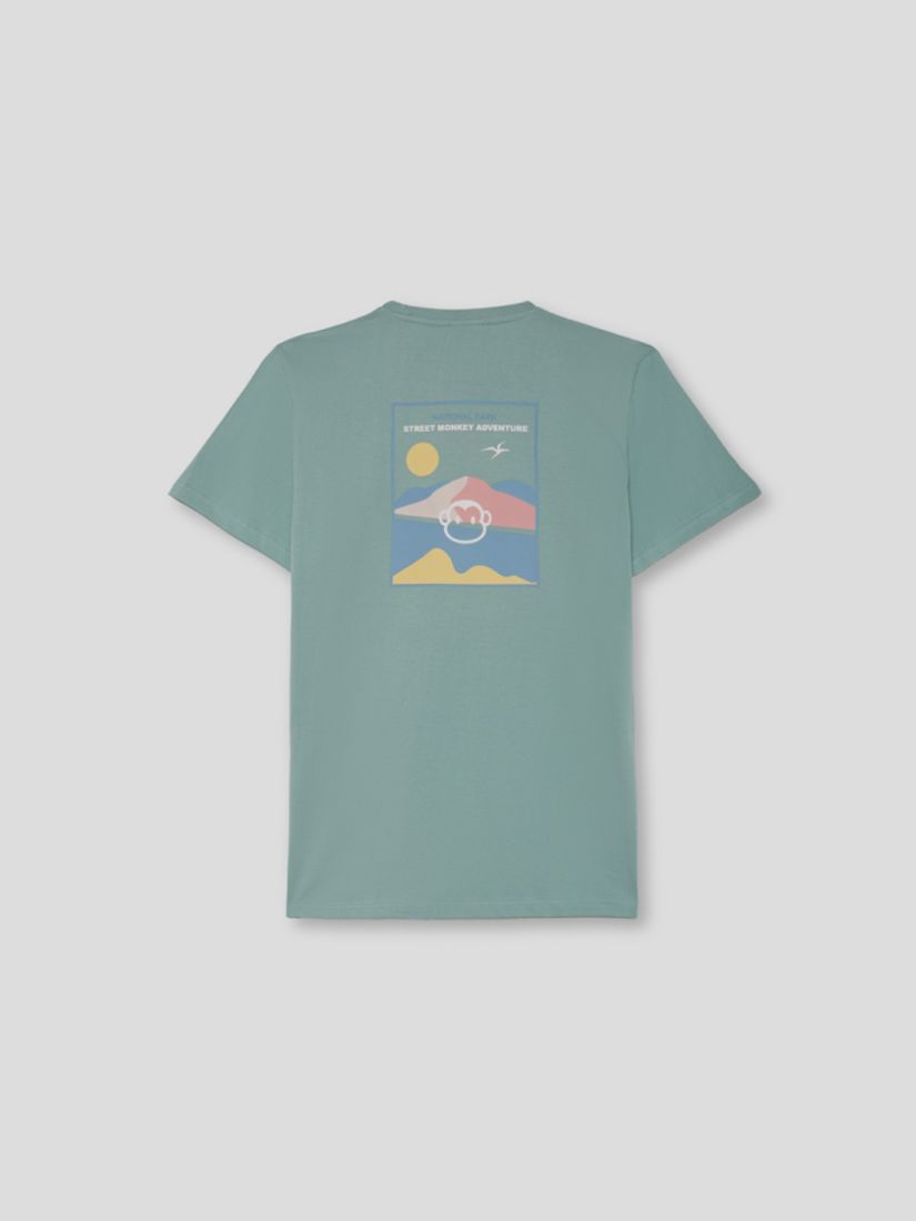 Μπλούζα ανδρική κοντομάνικη με print street monkey adventure μέντα