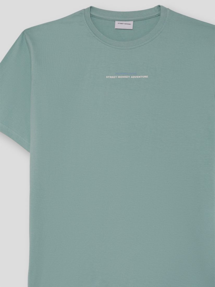 Μπλούζα ανδρική κοντομάνικη με print street monkey adventure μέντα