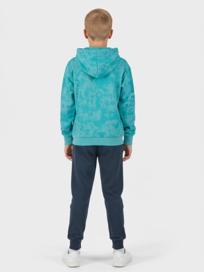 Σετ εποχιακό μπλούζα με κουκούλα και μονόχρωμο παντελόνι print skater βεραμάν