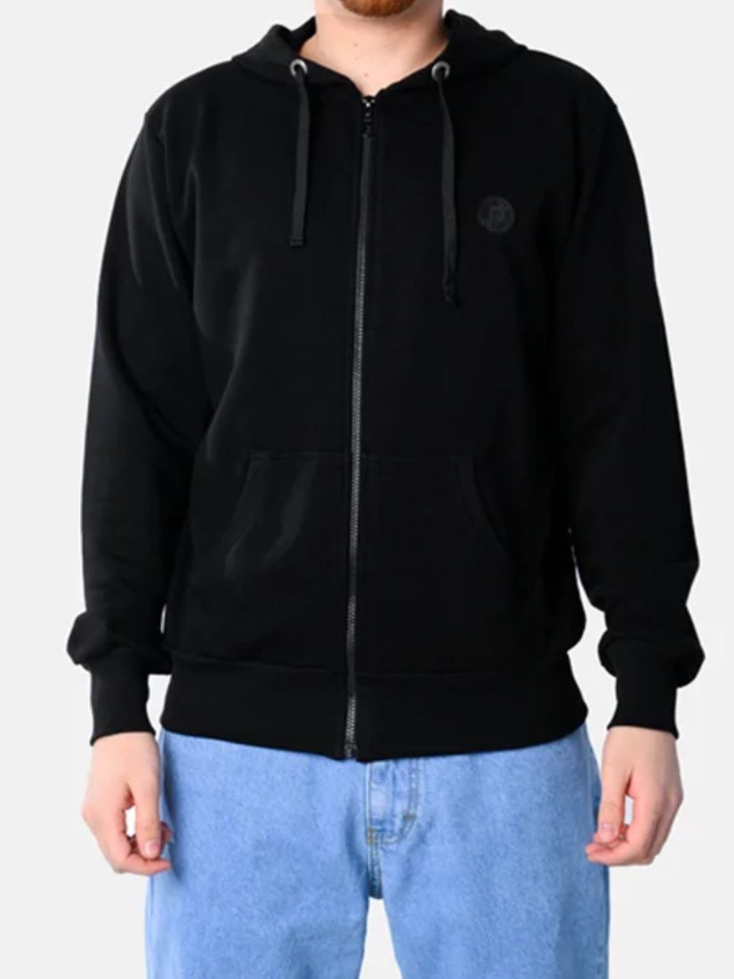 Ζακέτα εποχιακή μονόχρωμη με κουκούλα μαύρο