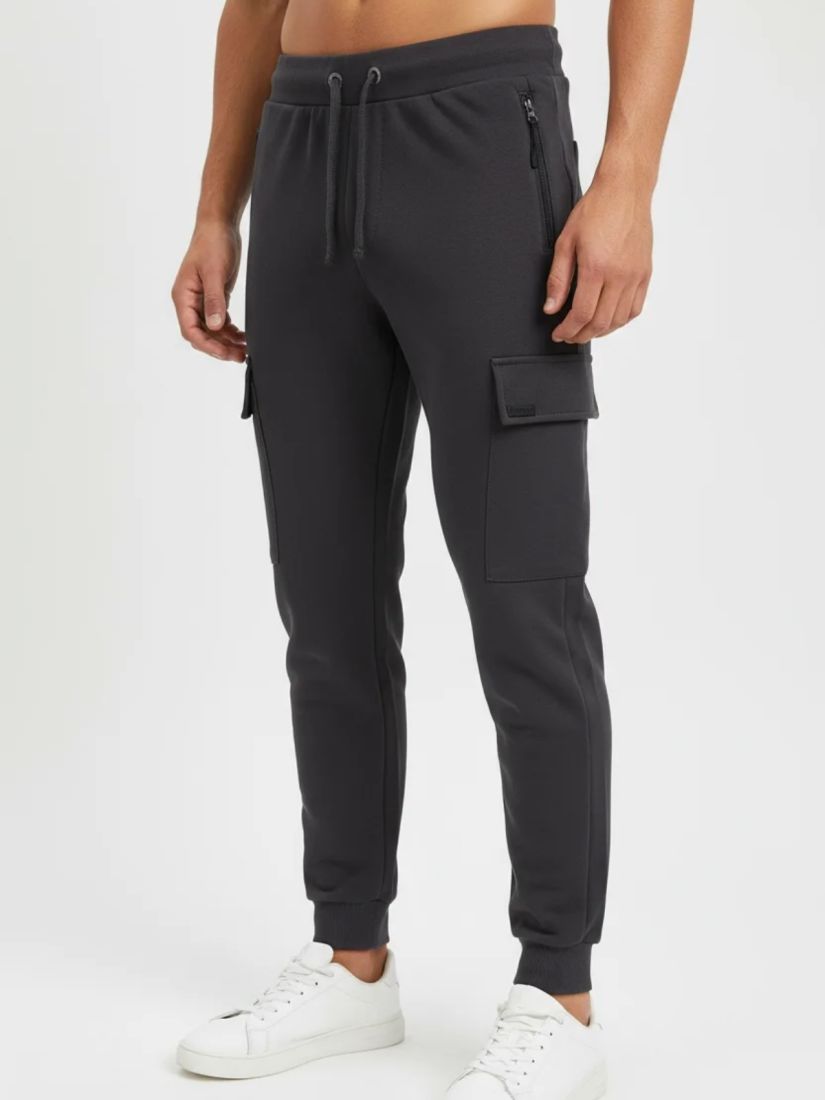 Παντελόνι μονόχρωμο cargo με φερμουάρ στις τσέπες ανθρακί