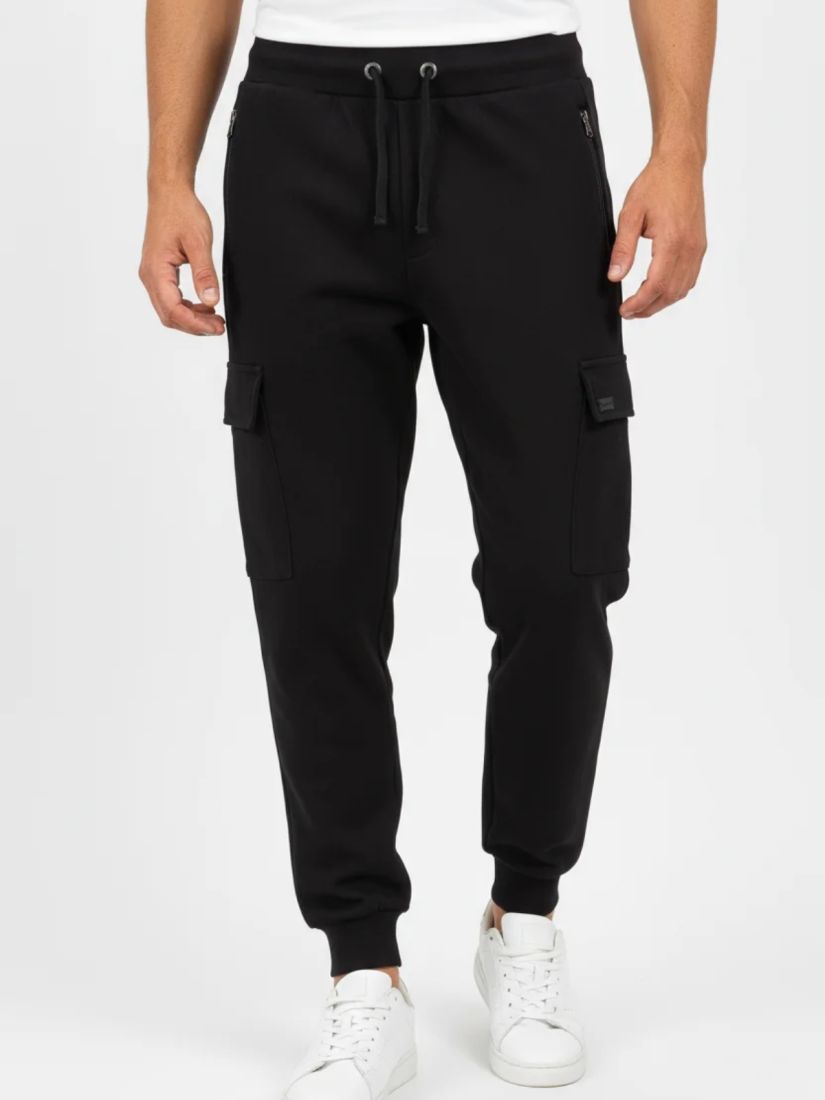 Παντελόνι μονόχρωμο cargo με φερμουάρ στις τσέπες μαύρο
