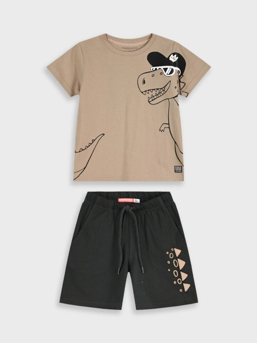 Σετ βαμβακερό με print dinosaur dude σοκολά