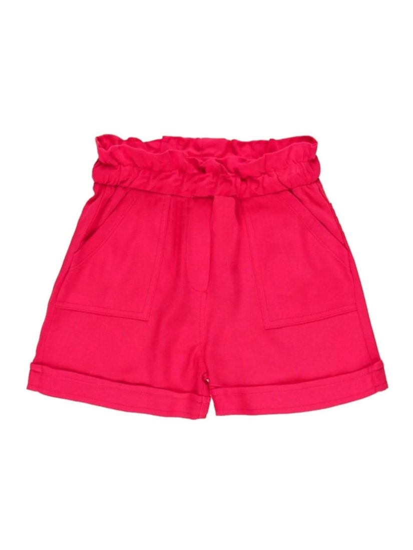 Σορτς μονόχρωμο λινό με τσέπες κόκκινο