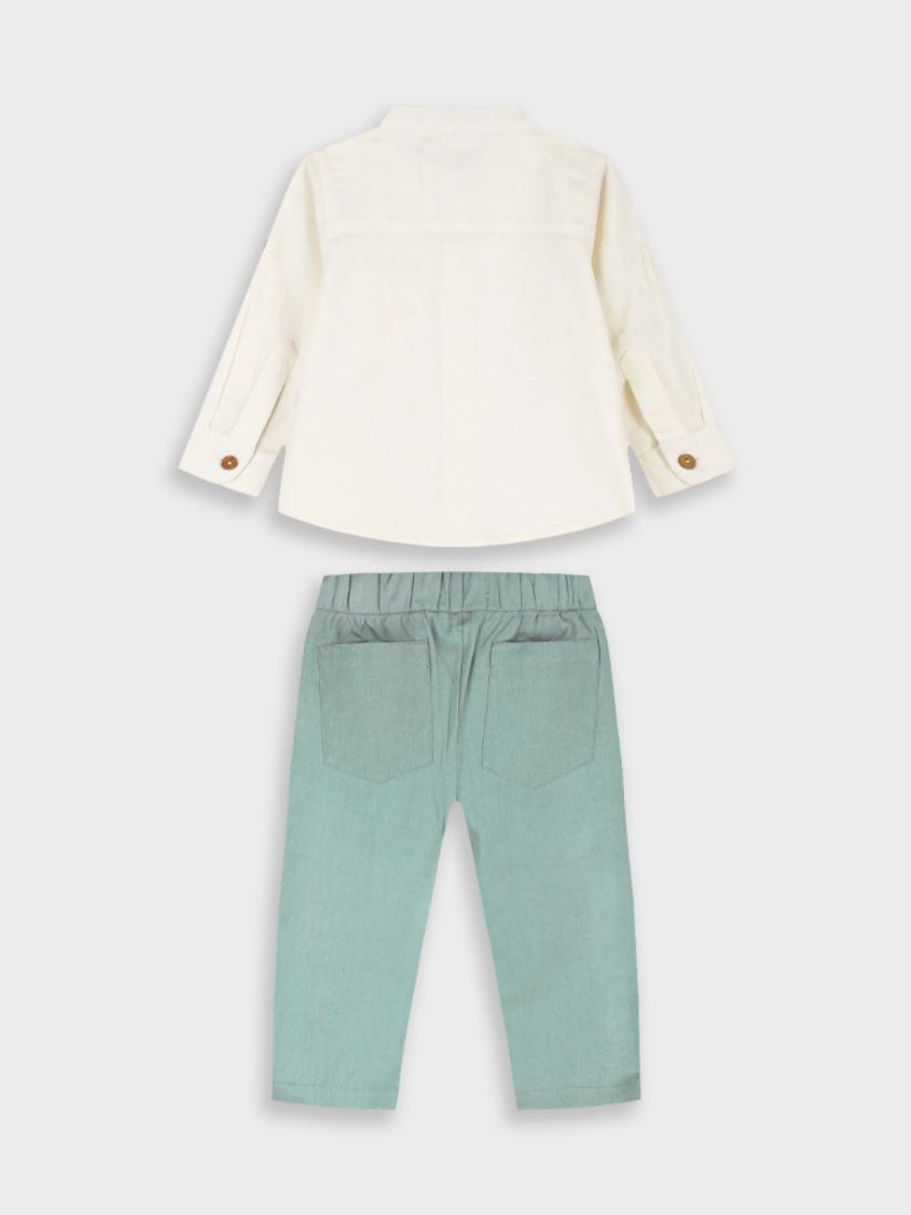 Σετ βρεφικό λινό πουκάμισο και παντελόνι μέντα
