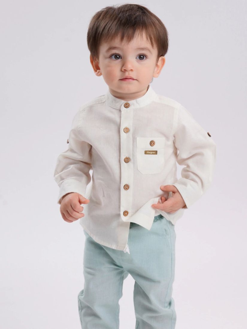 Σετ βρεφικό λινό πουκάμισο και παντελόνι μέντα