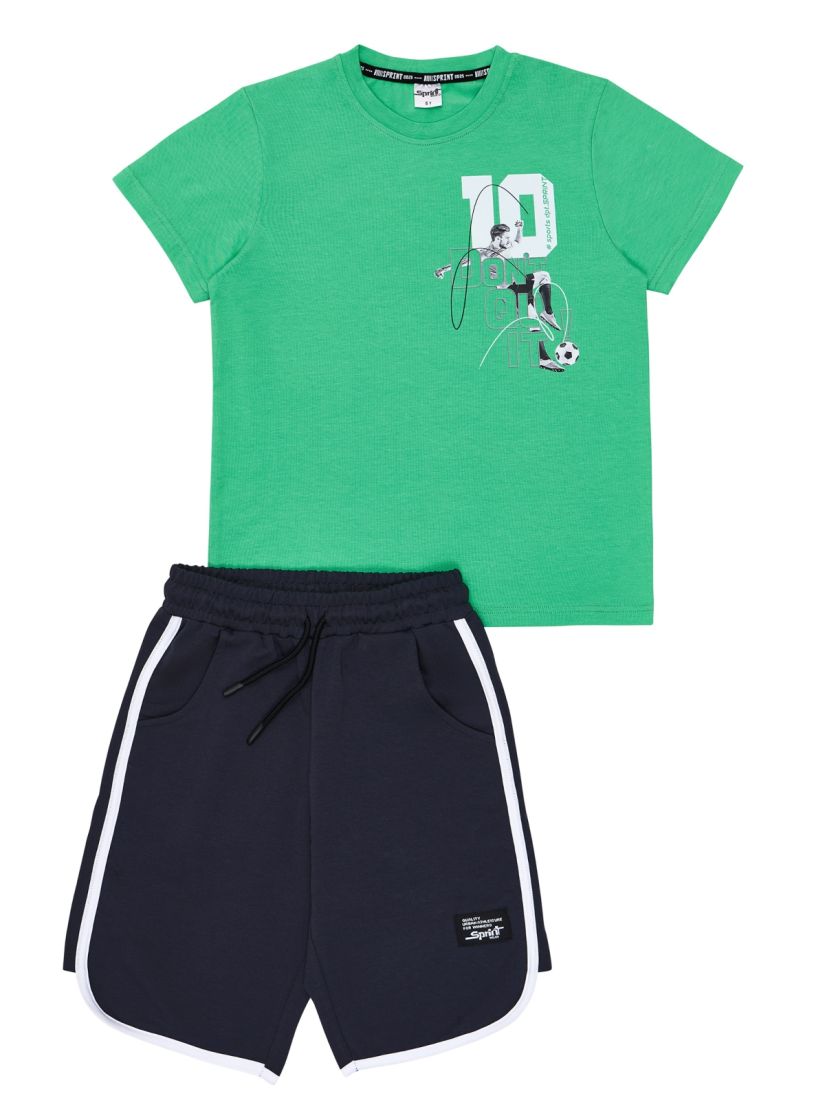 Σετ μπλούζα με print goal και βερμούδα με λεπτομέρειες πράσινο