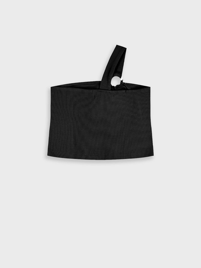 Κροπ τοπ ριπ με κρίκο μαύρο