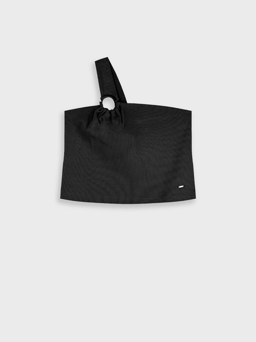 Κροπ τοπ ριπ με κρίκο μαύρο