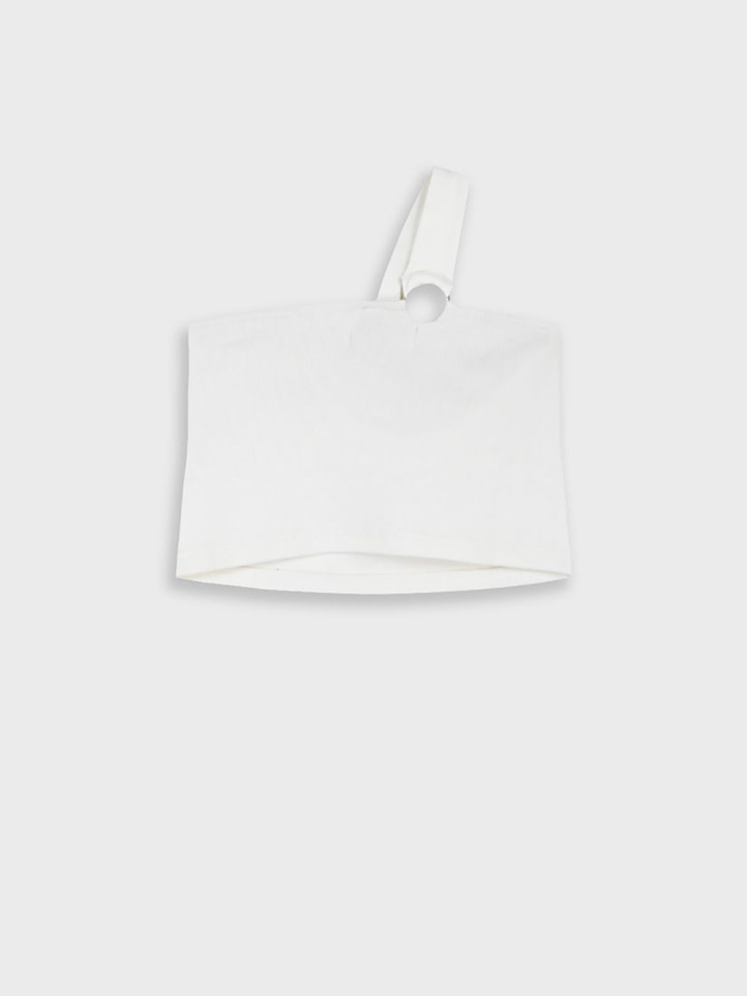 Κροπ τοπ ριπ με κρίκο λευκό