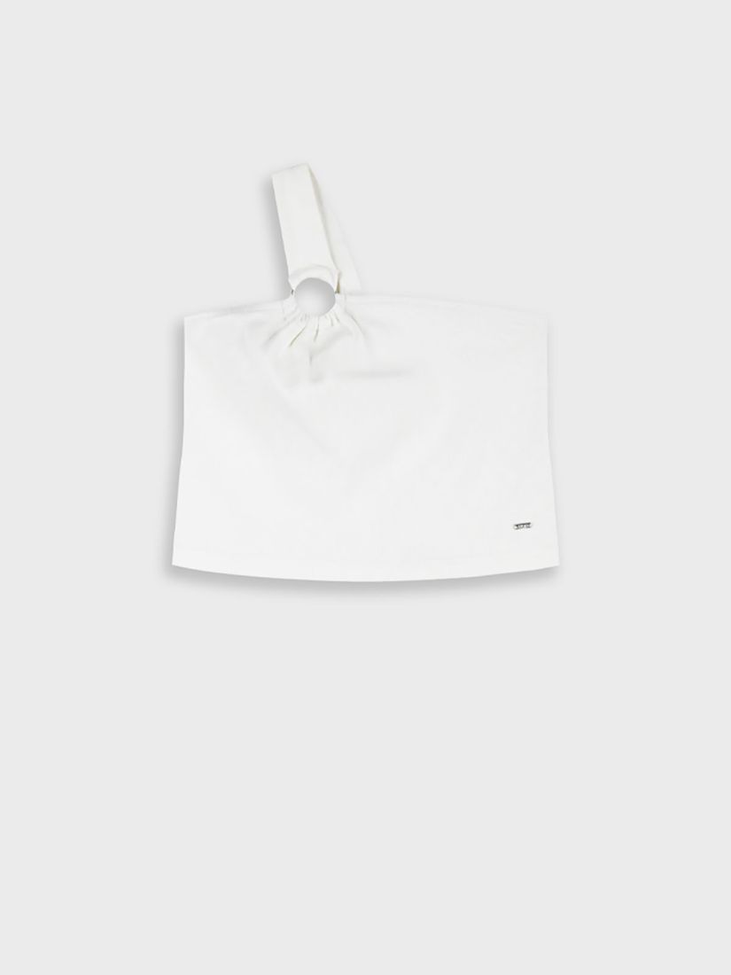 Κροπ τοπ ριπ με κρίκο λευκό