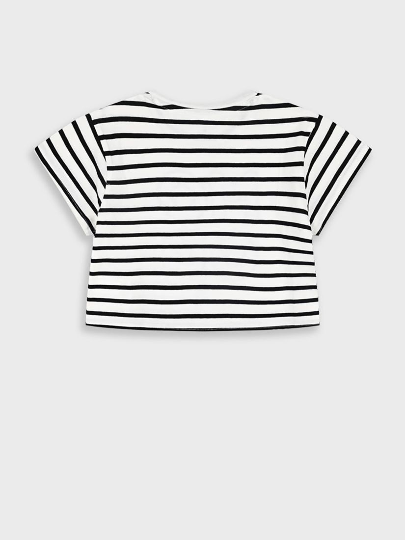 Κροπ τοπ ριγέ με δαντέλα μαύρο