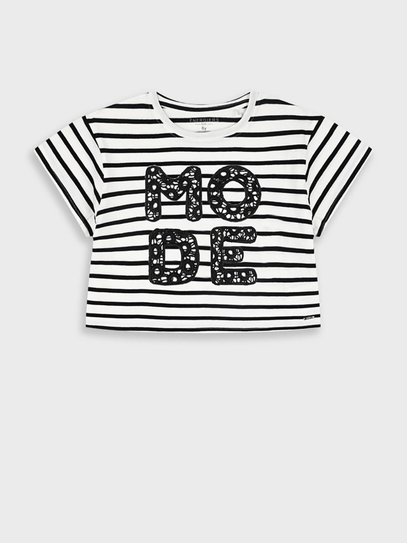 Κροπ τοπ ριγέ με δαντέλα μαύρο