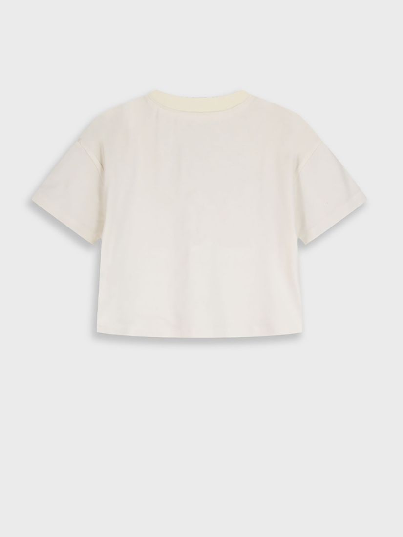 Μπλούζα μονόχρωμη με διάτρητα γράμματα εκρού