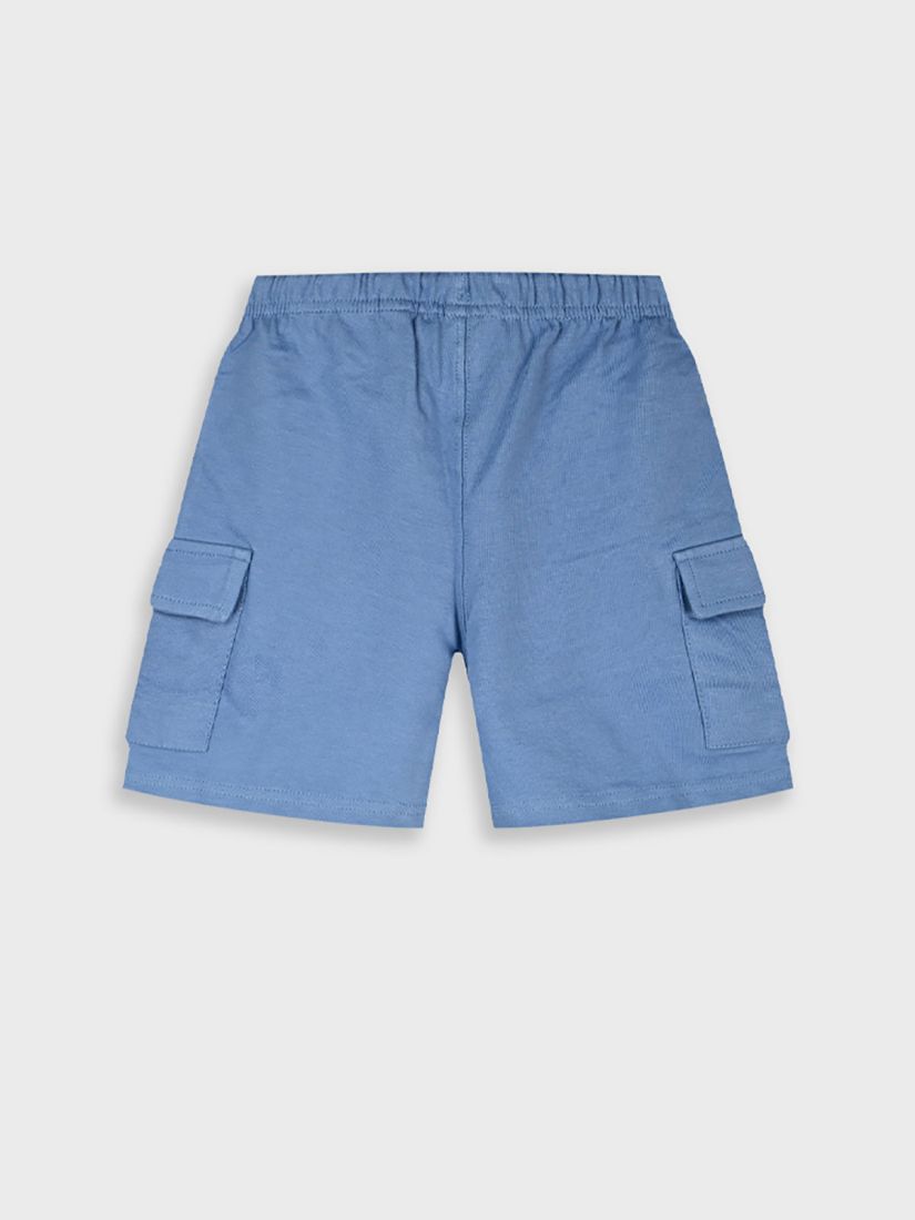 Βερμούδα μονόχρωμη Cargo βαμβακερή μπλε ραφ