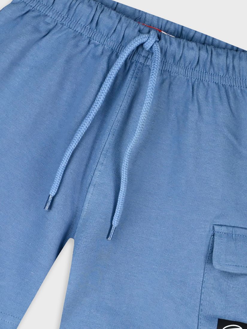 Βερμούδα μονόχρωμη Cargo βαμβακερή μπλε ραφ