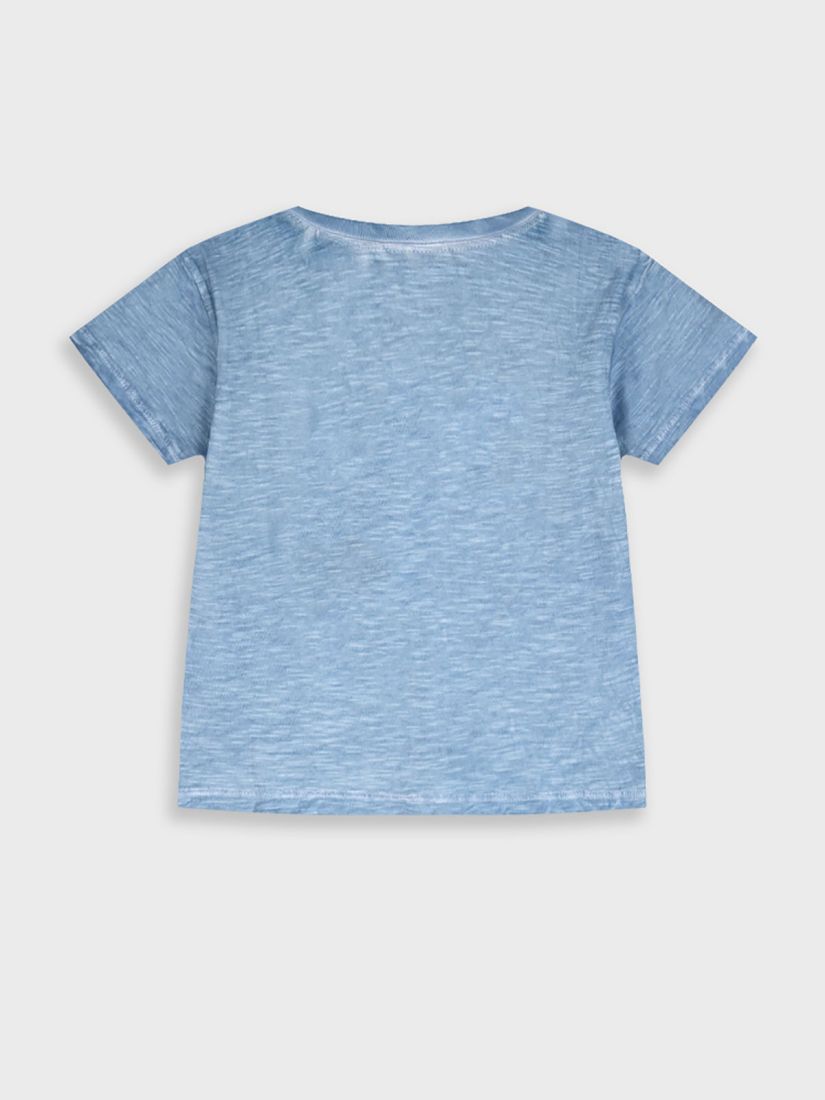 Μπλούζα κοντομάνικη πετροπλυμένη με print sun vibes μπλε ραφ