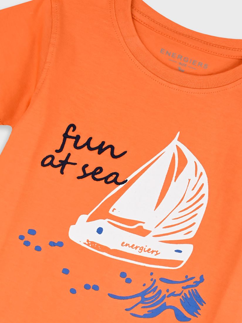 Μπλούζα κοντομάνικη με print fun at sea πορτοκαλί