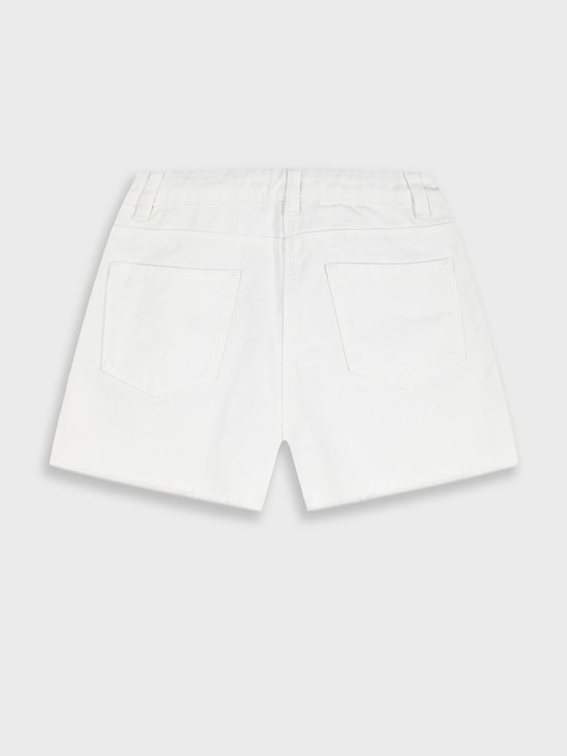 Σορτς τζιν μονόχρωμο με ξέφτια λευκό