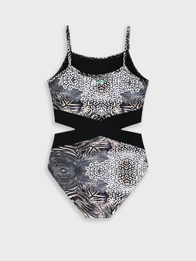 Ολόσωμο μαγιό λεοπάρ με ανοίγματα στο πλάι μαύρο