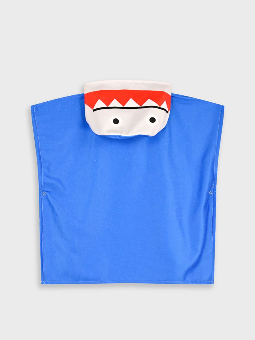 Πόντσο θαλάσσης με κουκούλα και print καρχαρίας μπλε