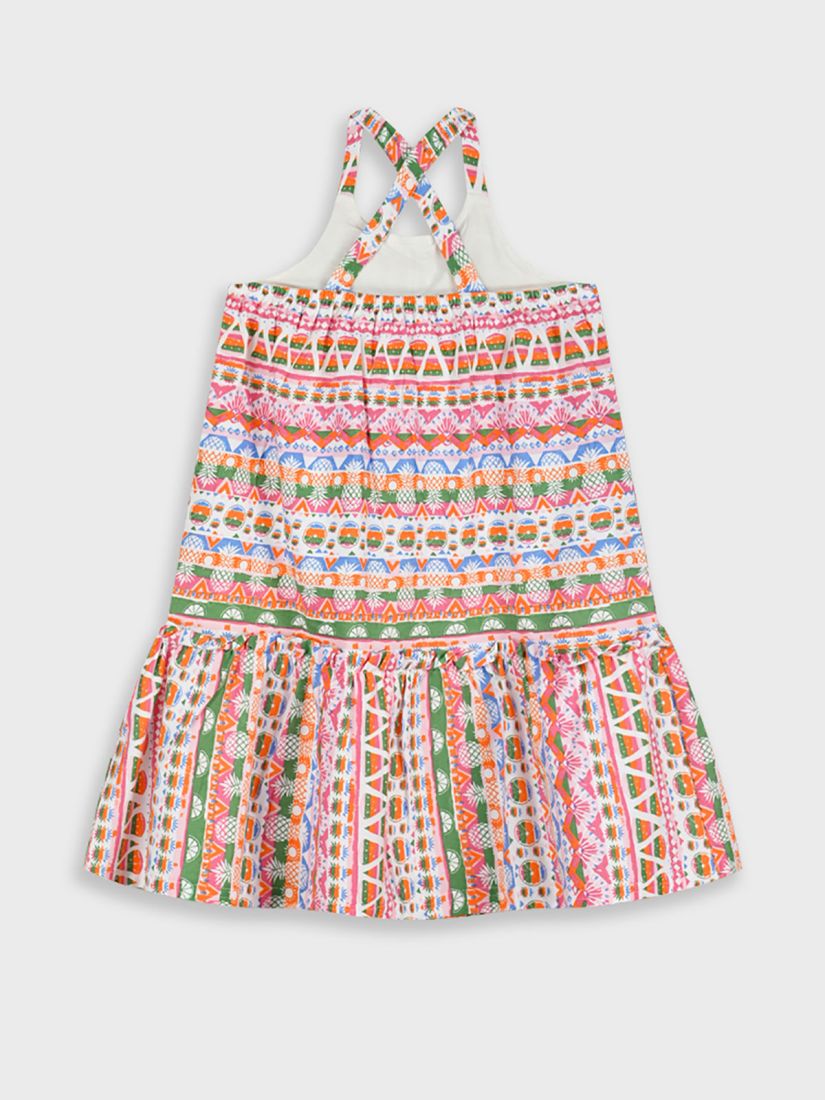 Φόρεμα εξώπλατο με summer print pineapples ροζ