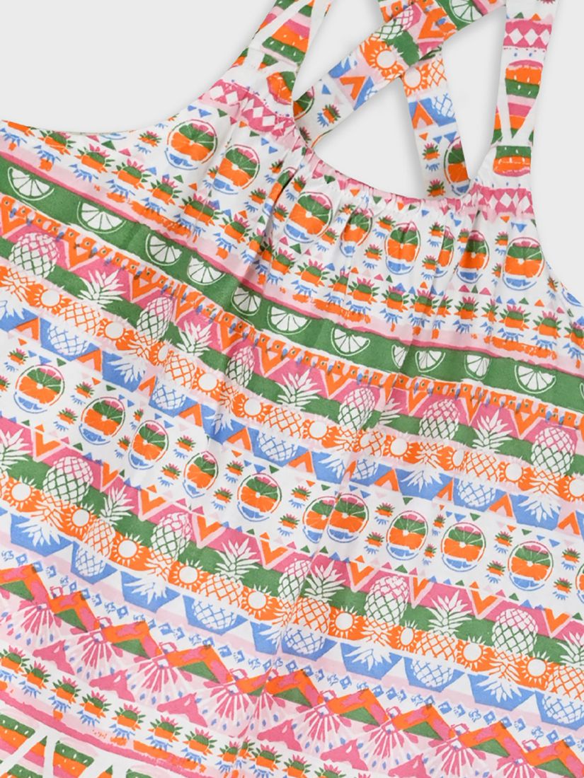 Φόρεμα εξώπλατο με summer print pineapples ροζ