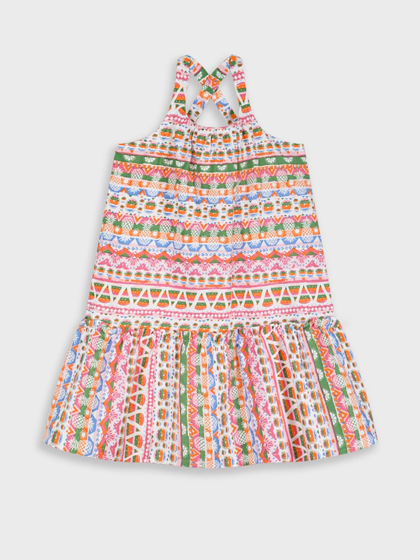 Φόρεμα εξώπλατο με summer print pineapples ροζ