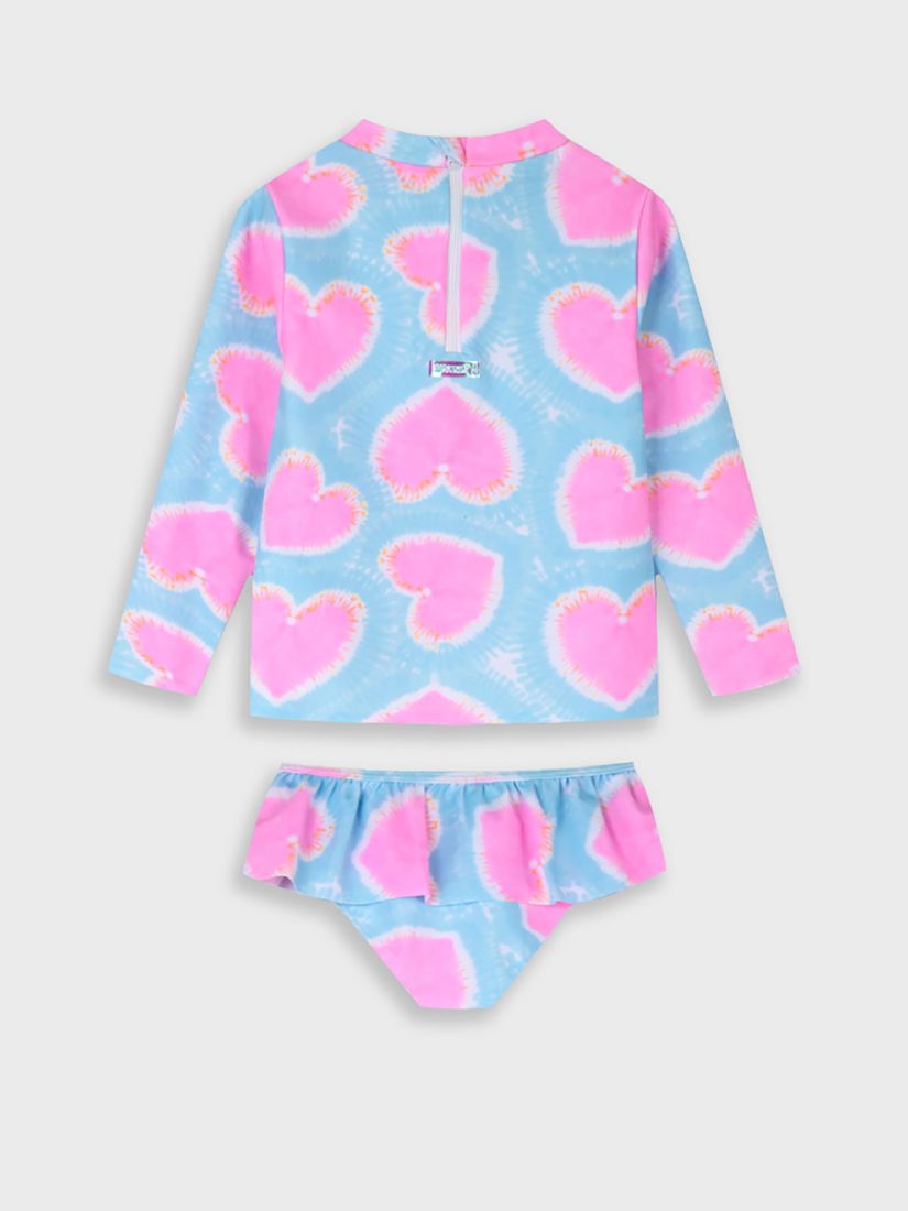 Σετ μαγιό μπλούζα με αντηλιακή προστασία 40+ και βρακάκι με βολάν ροζ