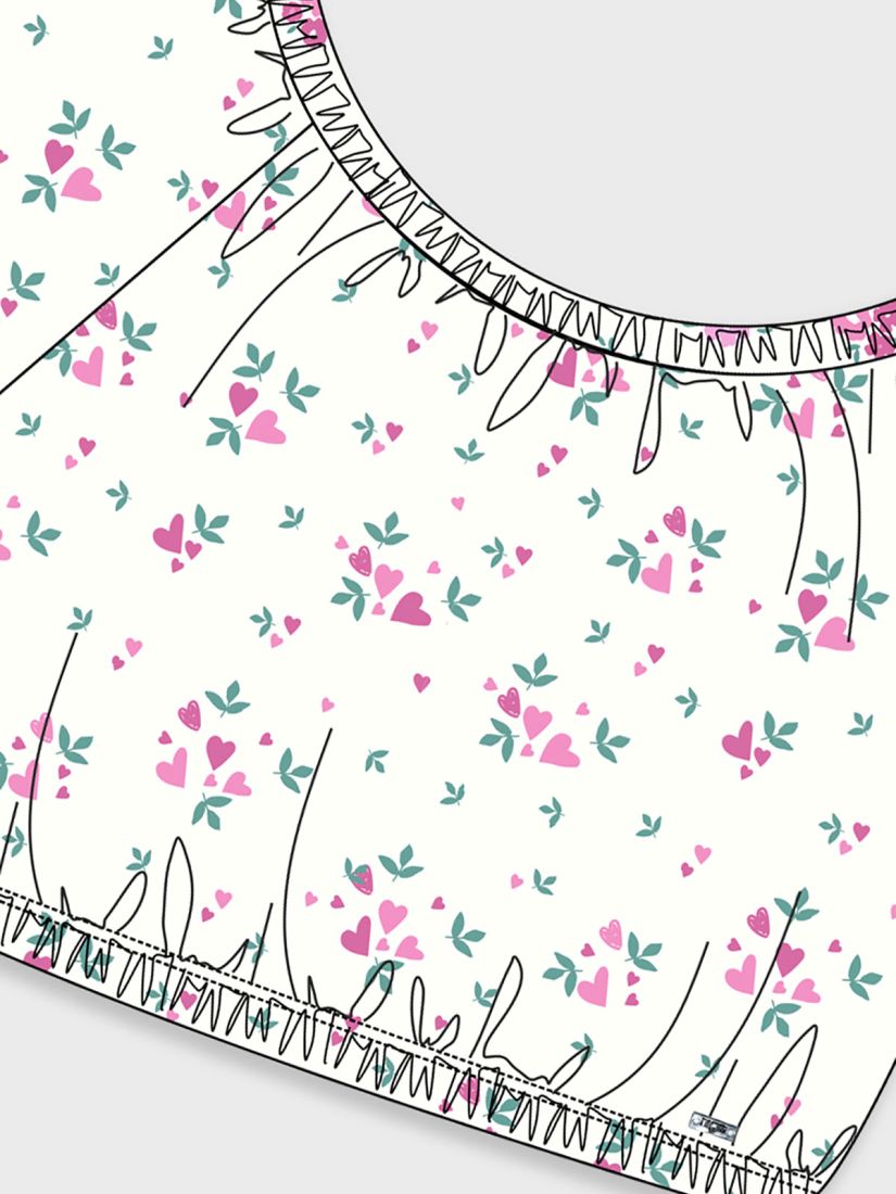 Φλοράλ κροπ τοπ με καρδούλες λευκό