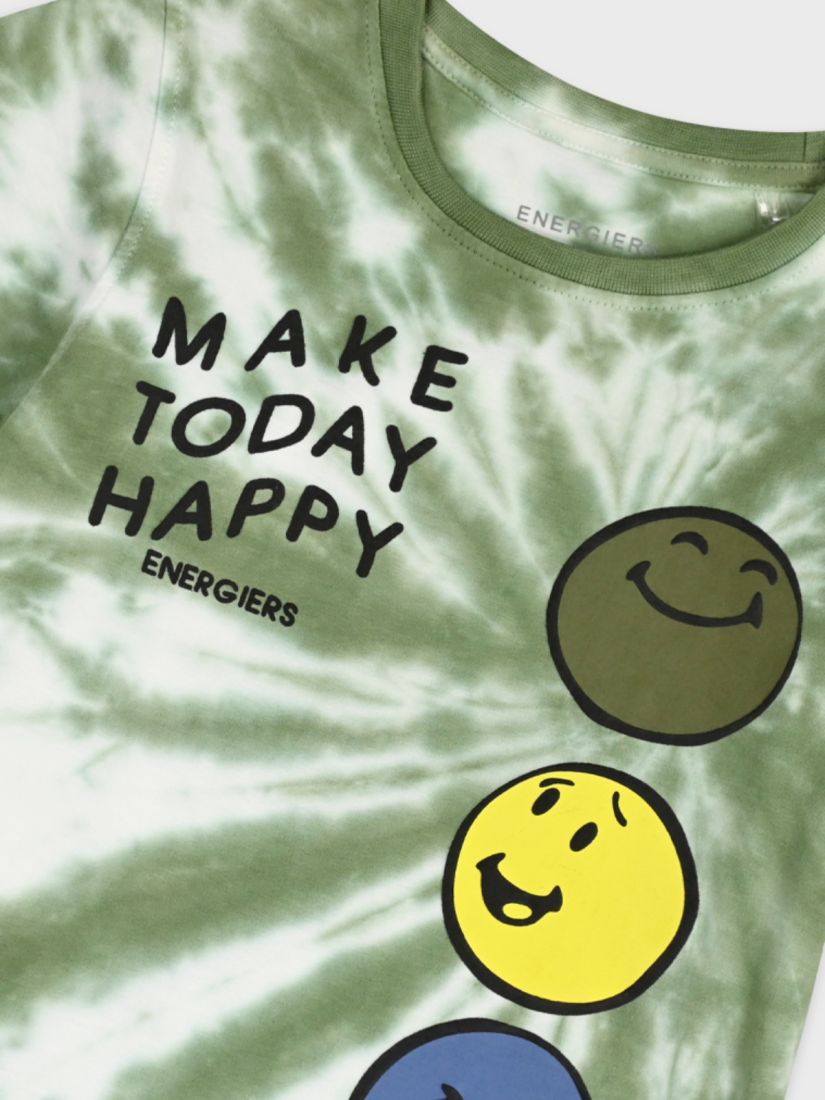 Σετ βαμβακερό μπλούζα με print make today happy και βερμούδα με τσέπες χακί