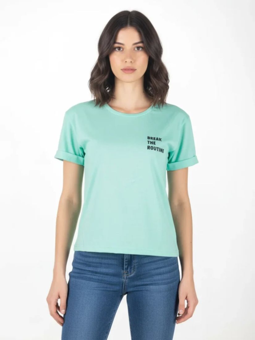 Μπλούζα με print Break the routine βεραμάν