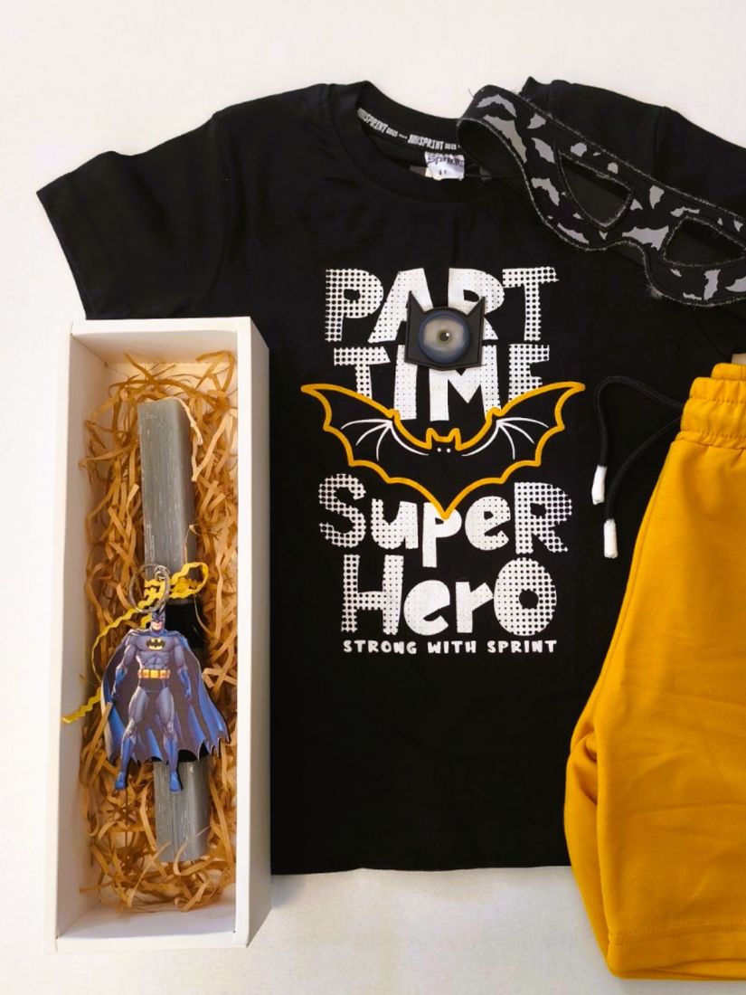 Χειροποίητη λαμπάδα με Batman μαγνητάκι μαύρο