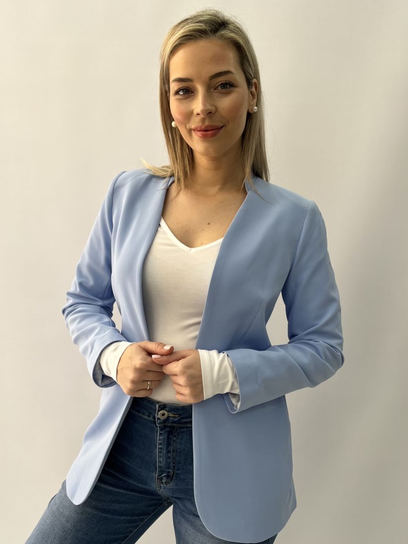 Σακάκι μπλέιζερ με μάο γιακά σιέλ