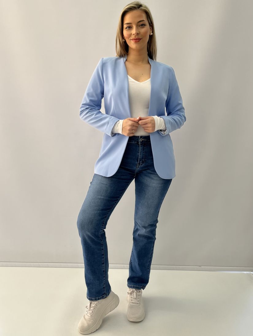 Σακάκι μπλέιζερ με μάο γιακά σιέλ