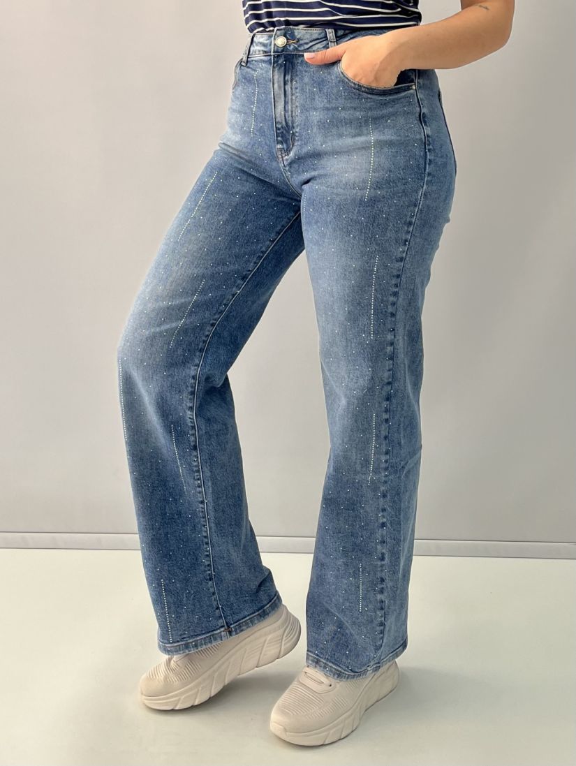 Παντελόνα τζίν με στρας  μπλε