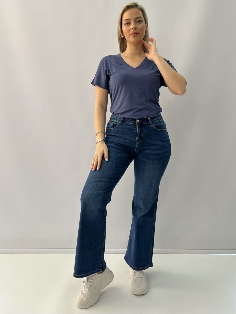 Παντελόνι καμπάνα τζιν Ελληνικής ραφής μπλε