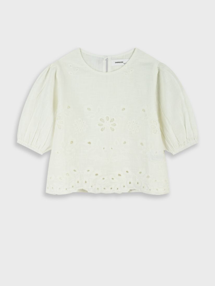 Πουκαμίσα κοντομάνικη με κοφτό κέντημα λευκό