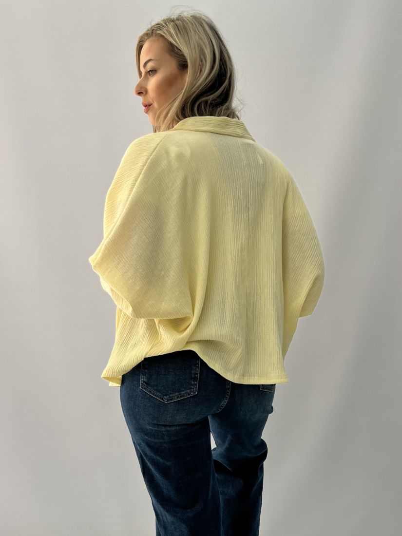 Ζακέτα με φάσα και φαρδύ μανίκι κίτρινο