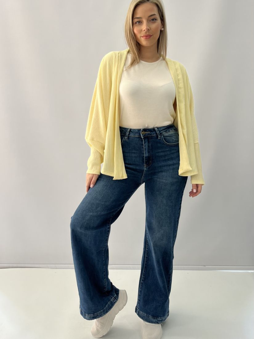 Ζακέτα με φάσα και φαρδύ μανίκι κίτρινο