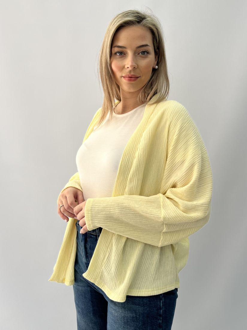 Ζακέτα με φάσα και φαρδύ μανίκι κίτρινο