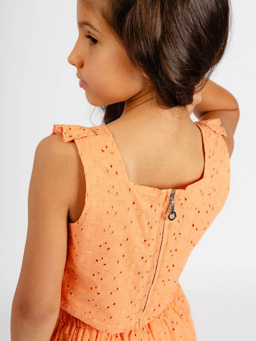 Σετ βαμβακερό με κοφτό κέντημα παντελόνα και τοπ με βολάν πορτοκαλί