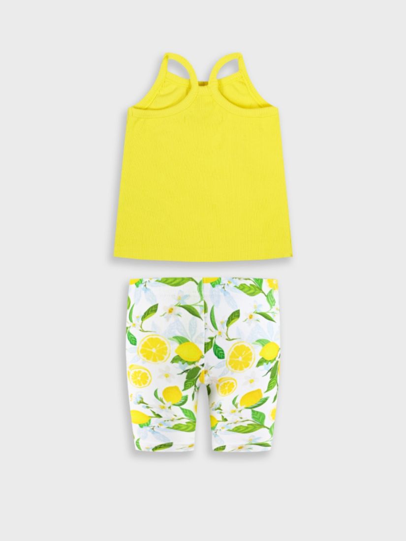 Σετ ριπ τοπ και ποδηλατικό κολάν print lemon's life κίτρινο