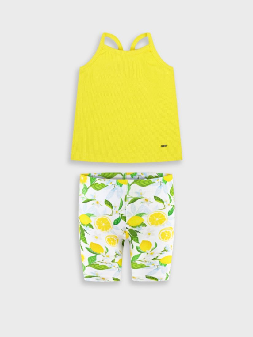 Σετ ριπ τοπ και ποδηλατικό κολάν print lemon's life κίτρινο